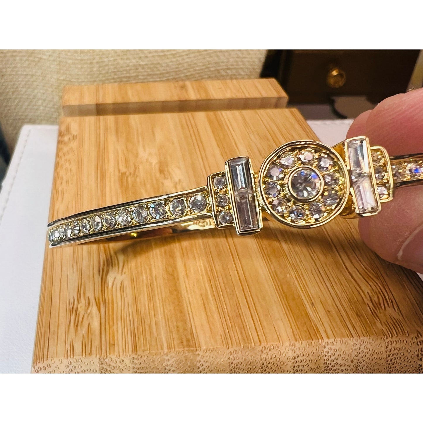 Givenchy Gold and Crystal Clamper Bracelet