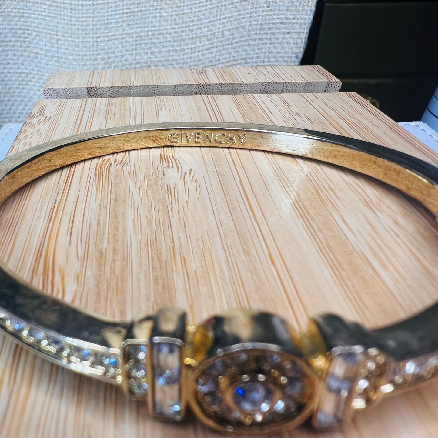 Givenchy Gold and Crystal Clamper Bracelet