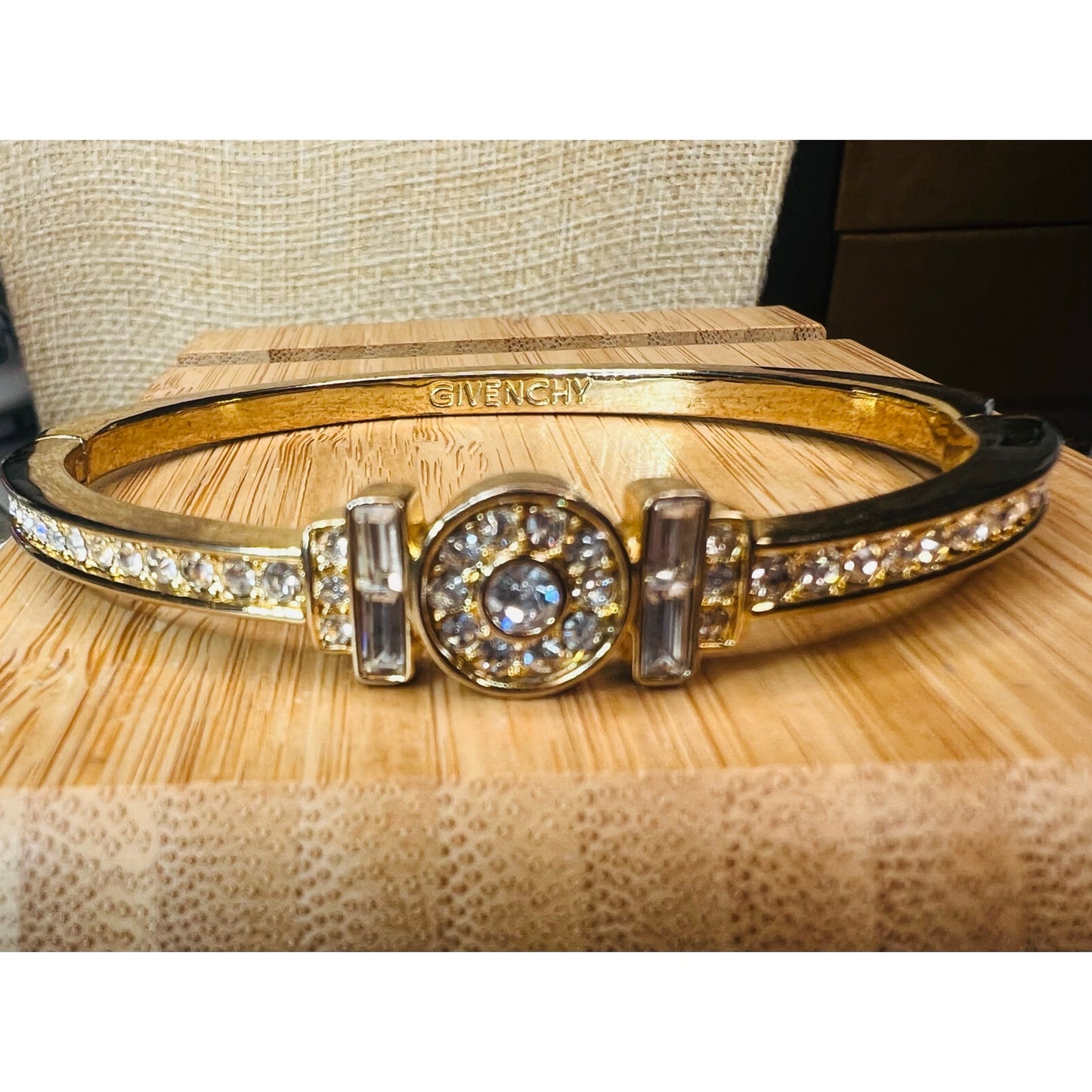 Givenchy Gold and Crystal Clamper Bracelet